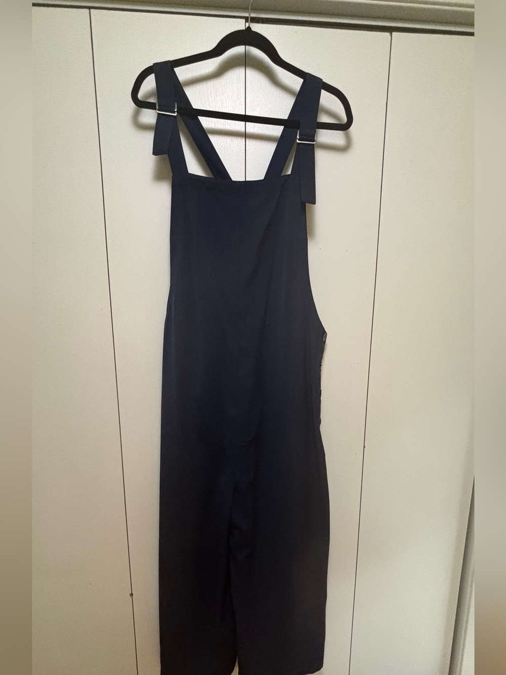 Navy  Wide-Leg Suspender Jumpsuit by Maeve. Size XL